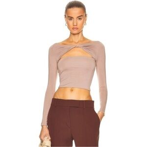 SER.O.YA Long Sleevee Blouse Artemis Front Twist Cutout in Beige